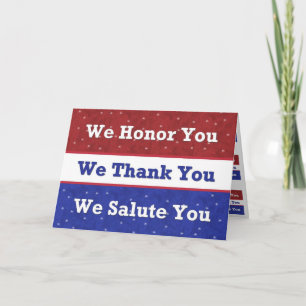 Military - Support Our Troops - We Salute You Thank You Card