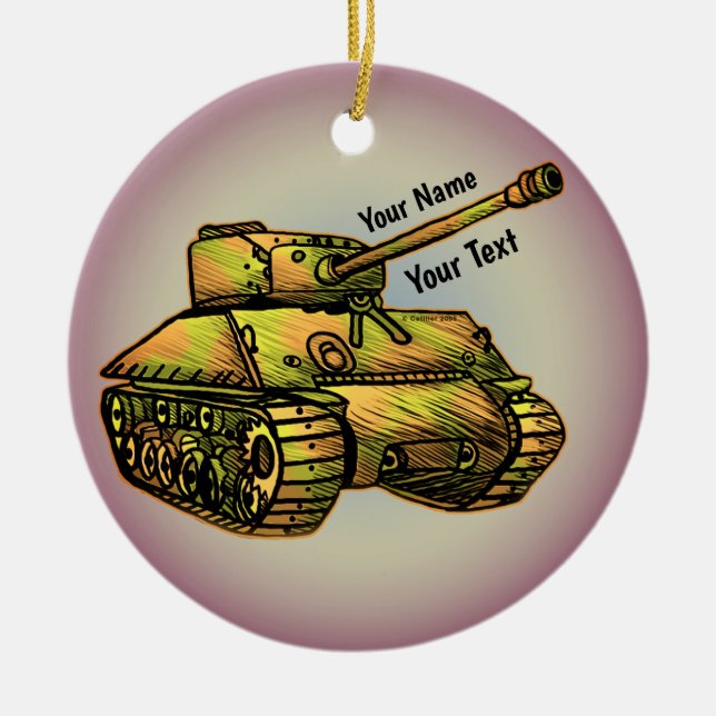 Military Tank Ceramic Ornament (Front)