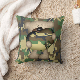 Military Teddy Bear With Giant Heart Cushion