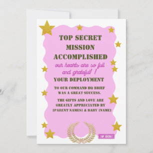 Military Thank You Card — Pink Top Secret Girl