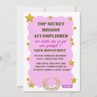 Military Thank You Card — Pink Top Secret Girl