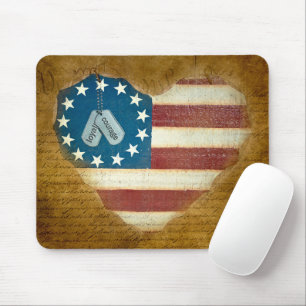 Military Thank You Heart Flag Mouse Pad