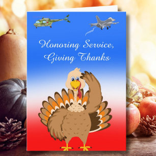 Military Thanksgiving Turkey Saluting  Card