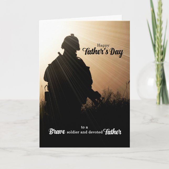 Military Themed Soldier Silhouette Father's Day Holiday Card (Front)