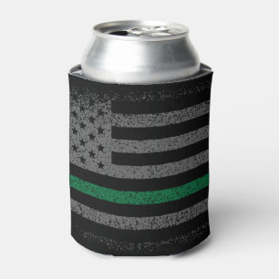 Military Thin Green Line American Flag Can Cooler