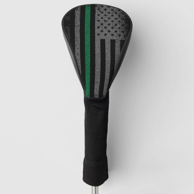 Military Thin Green Line American Flag  Golf Head Cover (Front)