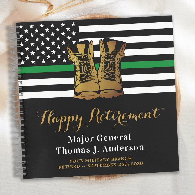 Military Thin Green Line Boots Retirement Guest    Notebook (Creator Uploaded)