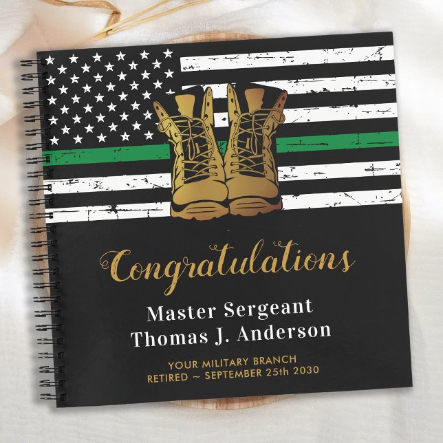 Military Thin Green Line Flag Retirement Guest Notebook (Creator Uploaded)