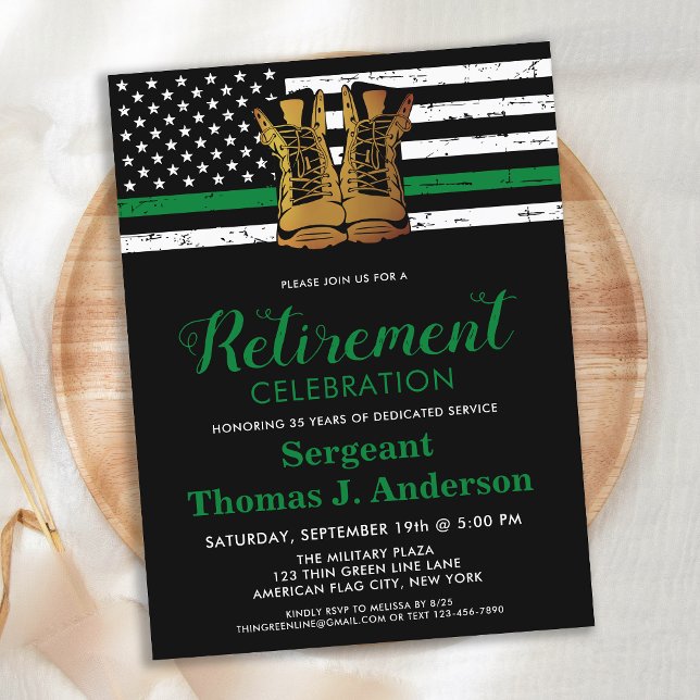 Military Thin Green Line Flag Retirement Party  Postcard (Creator Uploaded)