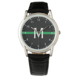 Military Thin Green Line Monogrammed Initial Watch