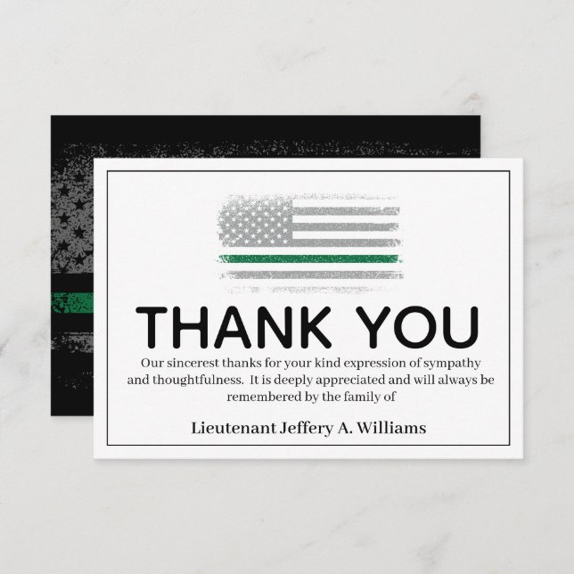 Military Thin Green Line Thank You Bereavement (Front/Back)