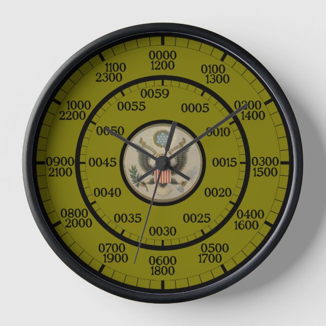Military Time Drab Green Americana Clock (Front)