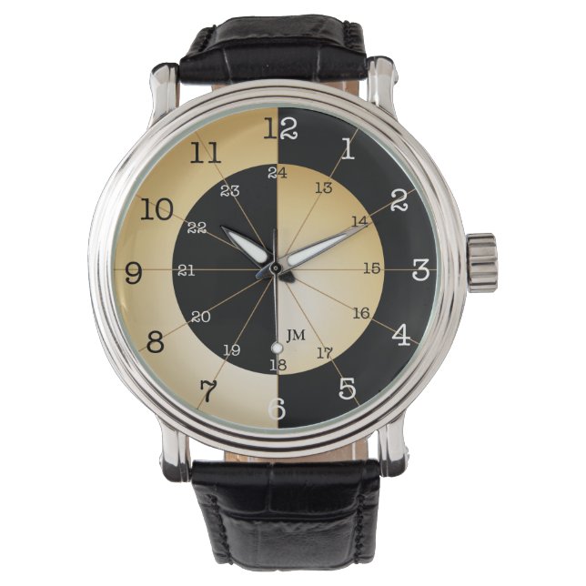 Military time mens watch with personalised initial (Front)