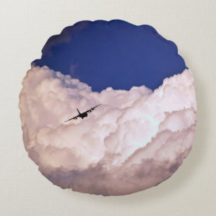 Military Transport Aeroplane by Shirley Taylor Round Cushion