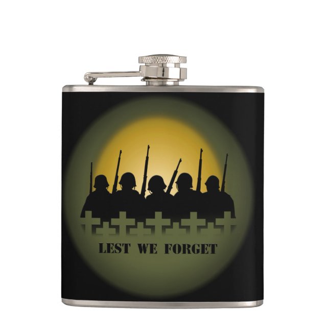 Military Tribute Flask Lest We Forget Drink Flask (Front)