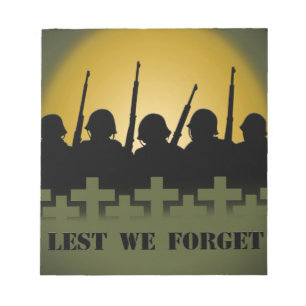 Military Tribute Notepad Lest We Forget Notepad
