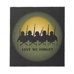 Military Tribute Notepad Lest We Forget Notepad