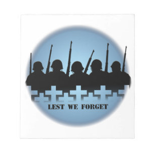 Military Tribute Notepad Lest We Forget Notepad