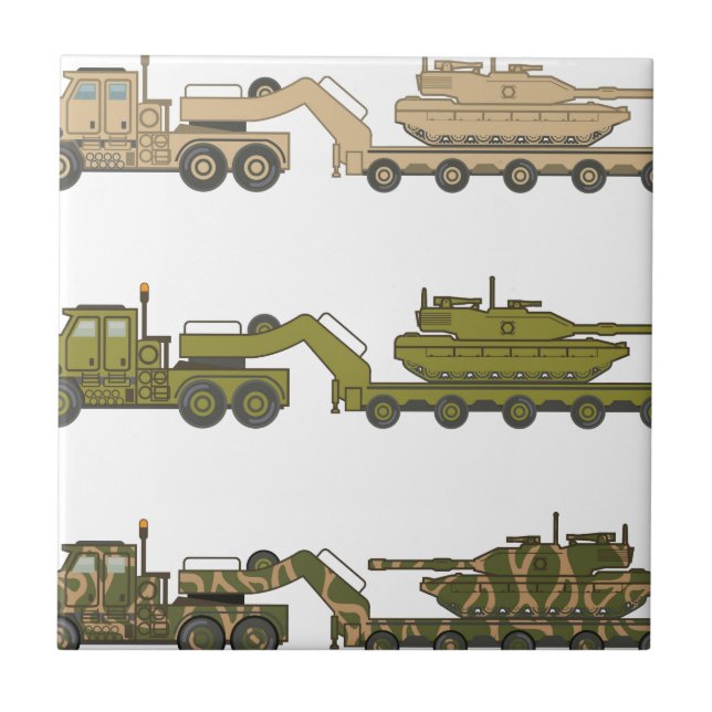 Military Truck pulling tank Ceramic Tile (Front)