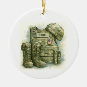 Military Uniform Ornament, Military, Boots & Hat Ceramic Ornament