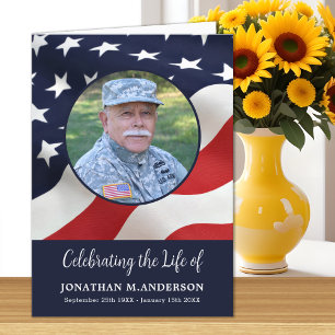 Military - US Flag - Celebration of Life - Funeral Program