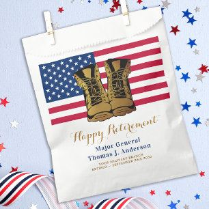 Military USA American Flag Boots Retirement Party Favour Bag
