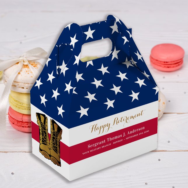 Military USA American Flag Boots Retirement Party Favour Box (Creator Uploaded)
