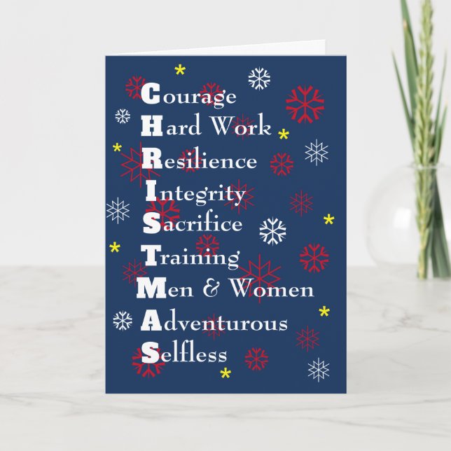 Military USA Customisable Merry Christmas Blue Holiday Card (Front)