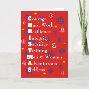 Military USA Customisable Merry Christmas Red Holiday Card