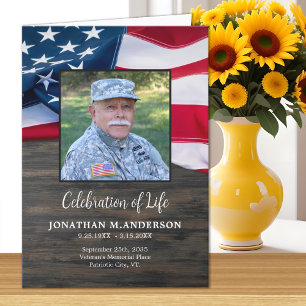 Military USA Flag - Celebration of Life - Funeral  Program