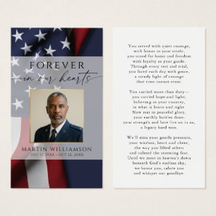 Military USA Flag Photo Memorial Prayer Card