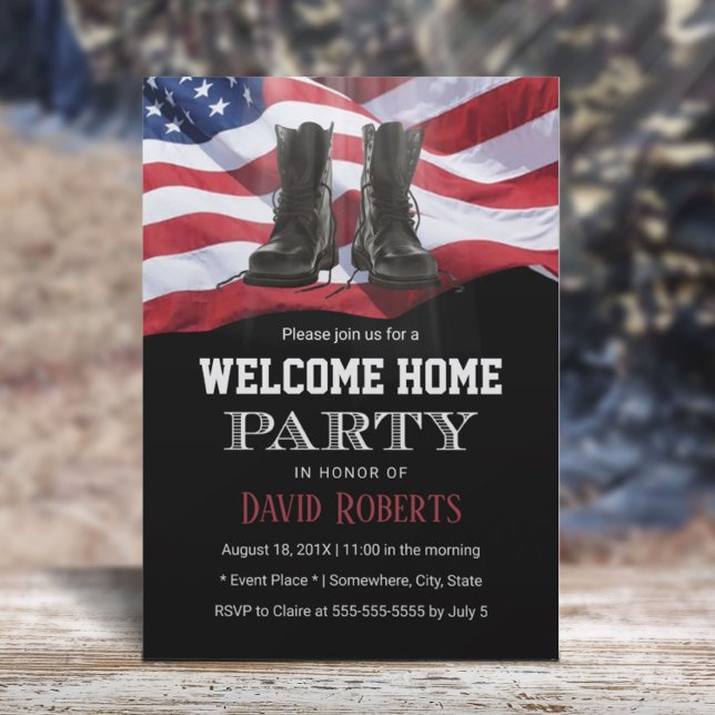 Military USA Flag Solider Welcome Home Party Invitation (Creator Uploaded)