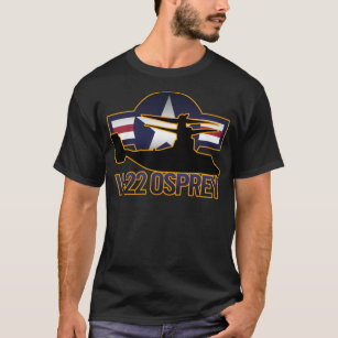 Military V22 Osprey Aircraft Silhouette with USA R T-Shirt