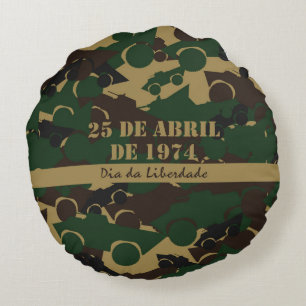 Military vehicle camouflage pattern round cushion