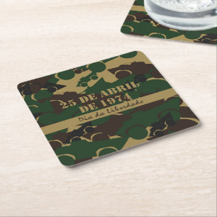 Military vehicle camouflage pattern square paper coaster