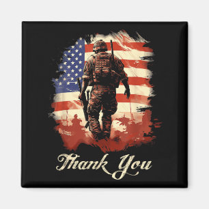 Military Veteran American Flag Thank Memorial Day Magnet