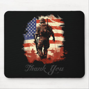 Military Veteran American Flag Thank Memorial Day Mouse Pad