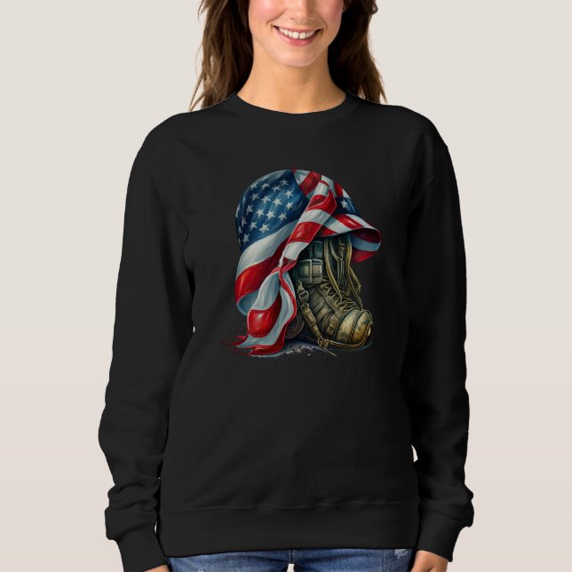Military Veteran Patriotic American Flag  10 Sweatshirt (Front)