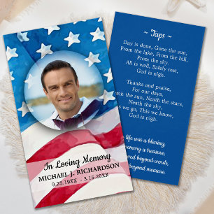 Military Veteran Patriotic Funeral Prayer Card