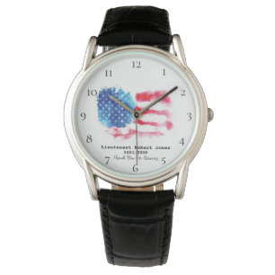 *~* Military Veteran Red White Blue Flag Watch