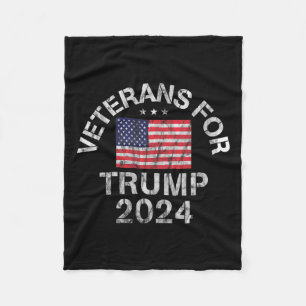 Military Veterans For Trump 2024 Fleece Blanket