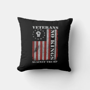 Military Veterans Protest USA Flag No Kings Americ Cushion