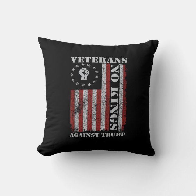 Military Veterans Protest USA Flag No Kings Americ Cushion (Front)