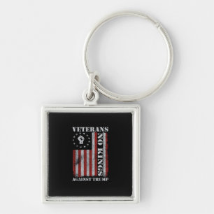 Military Veterans Protest USA Flag No Kings Americ Key Ring