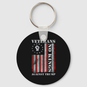 Military Veterans Protest USA Flag No Kings Americ Key Ring