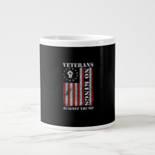 Military Veterans Protest USA Flag No Kings Americ Large Coffee Mug
