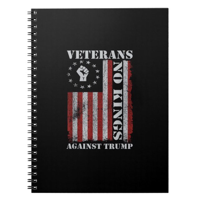 Military Veterans Protest USA Flag No Kings Americ Notebook (Front)