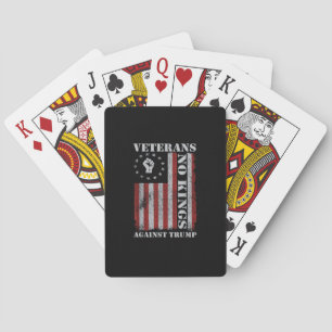 Military Veterans Protest USA Flag No Kings Americ Playing Cards