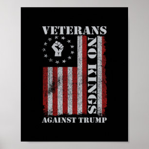 Military Veterans Protest Usa Flag No Kings Americ Poster