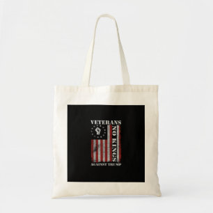 Military Veterans Protest USA Flag No Kings Americ Tote Bag